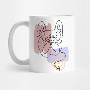 Abstract Line Art Dog Drawing on Watercolor Strokes Mug